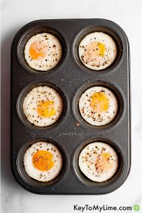 Baked eggs in a muffin tin.