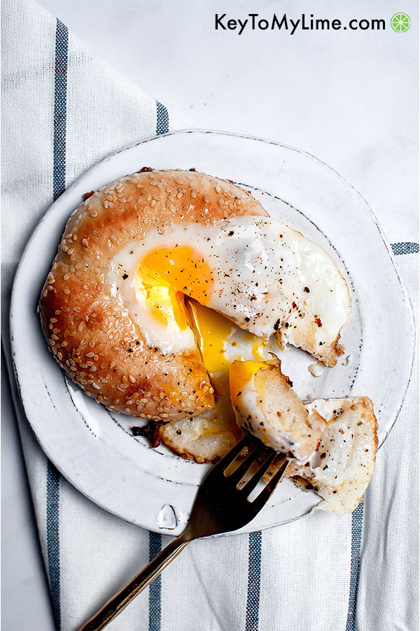 Egg in a Hole Bagel - The Best 8 Minute Breakfast! - Key To My Lime