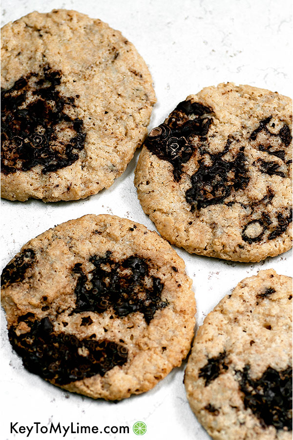 Oat flour cookies in a pile.