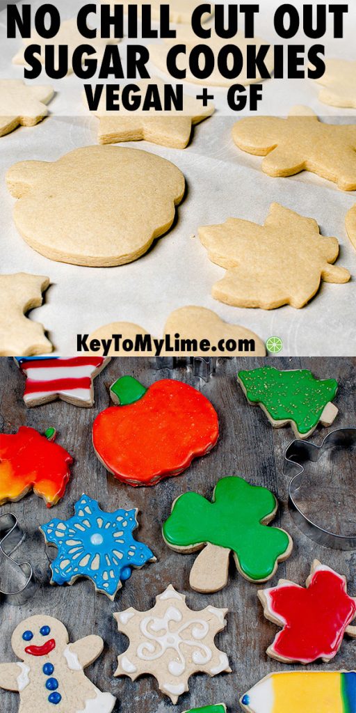 Two images of vegan gluten free sugar cookies.