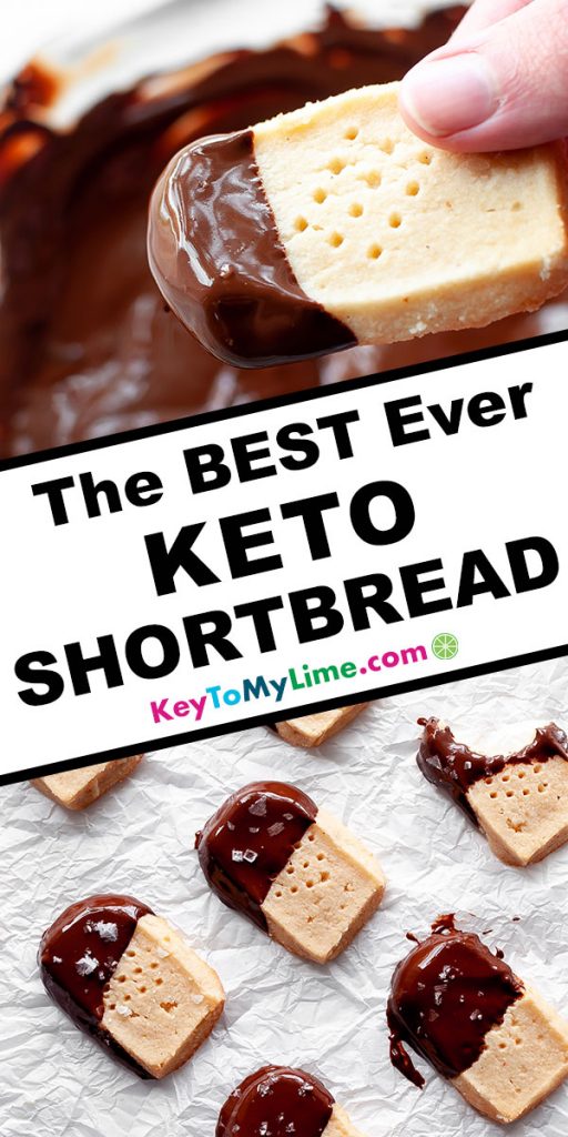 A Pinterest pin image of keto shortbread with title text in the middle.
