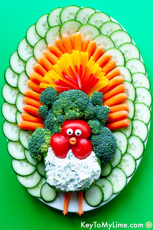 A turkey vegetable background on a bright green background.