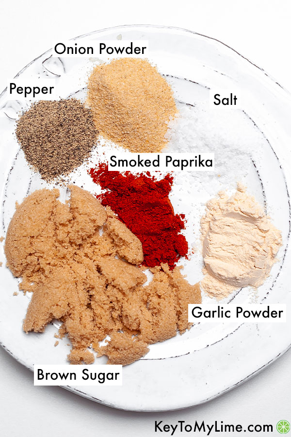 Labeled spices for bbq chicken.