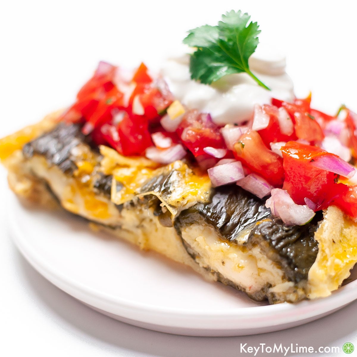 A slice of the best chile relleno casserole.