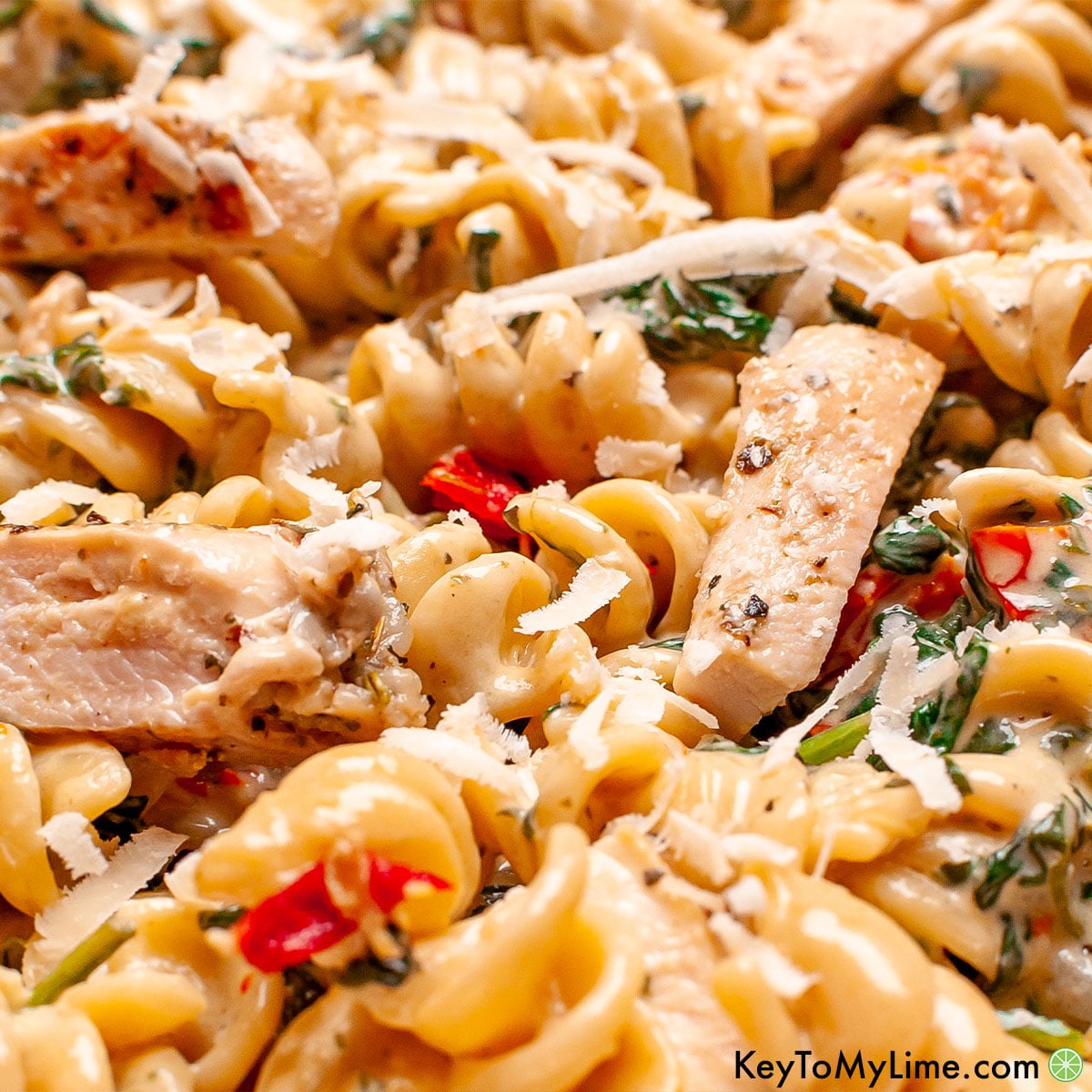 The best Tuscan chicken pasta recipe.