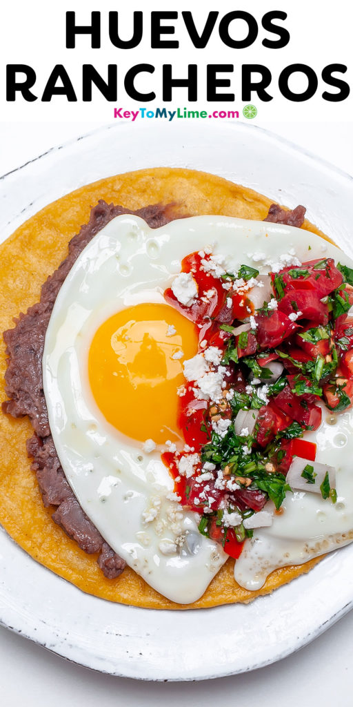 A Pinterest pin image of huevos rancheros with title text.