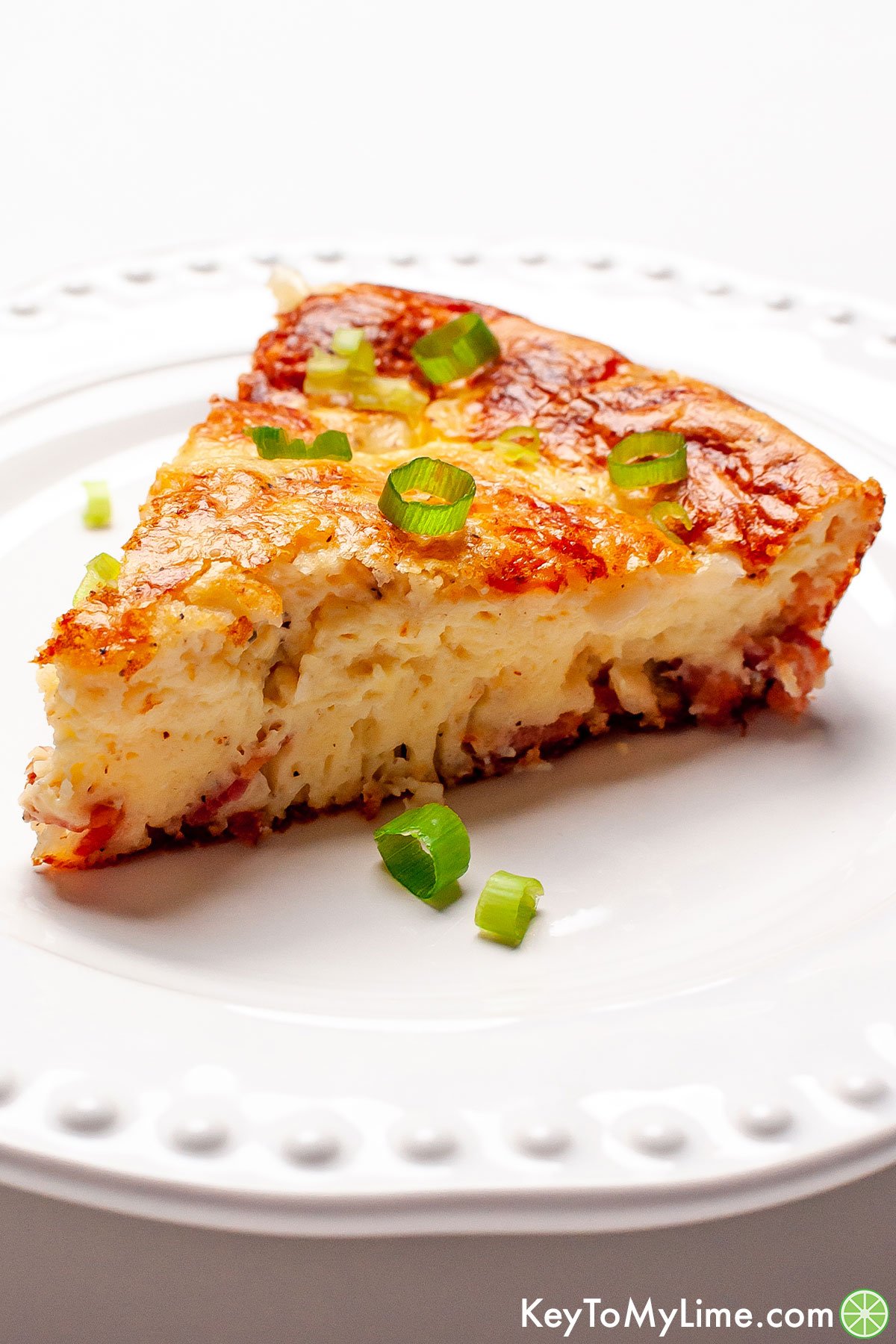 A slice of Bisquick impossible quiche.