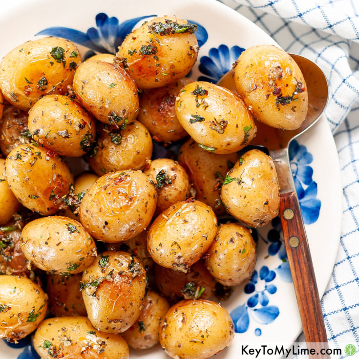Roasted new potatoes with lemon & herbs recipe