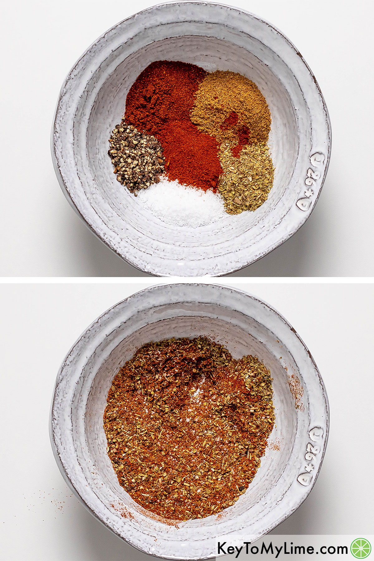 Mixing together a homemade carnitas spice blend.
