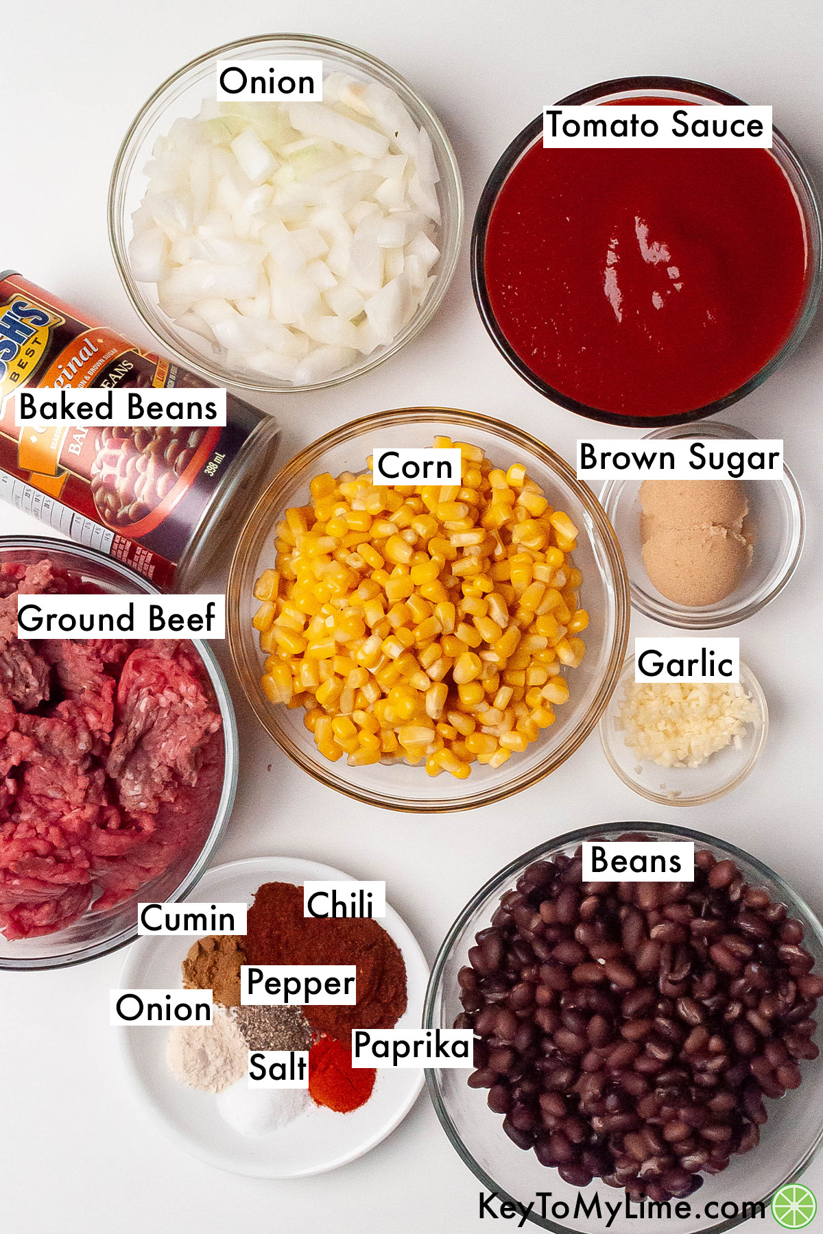 The labeled ingredients for sweet chili.