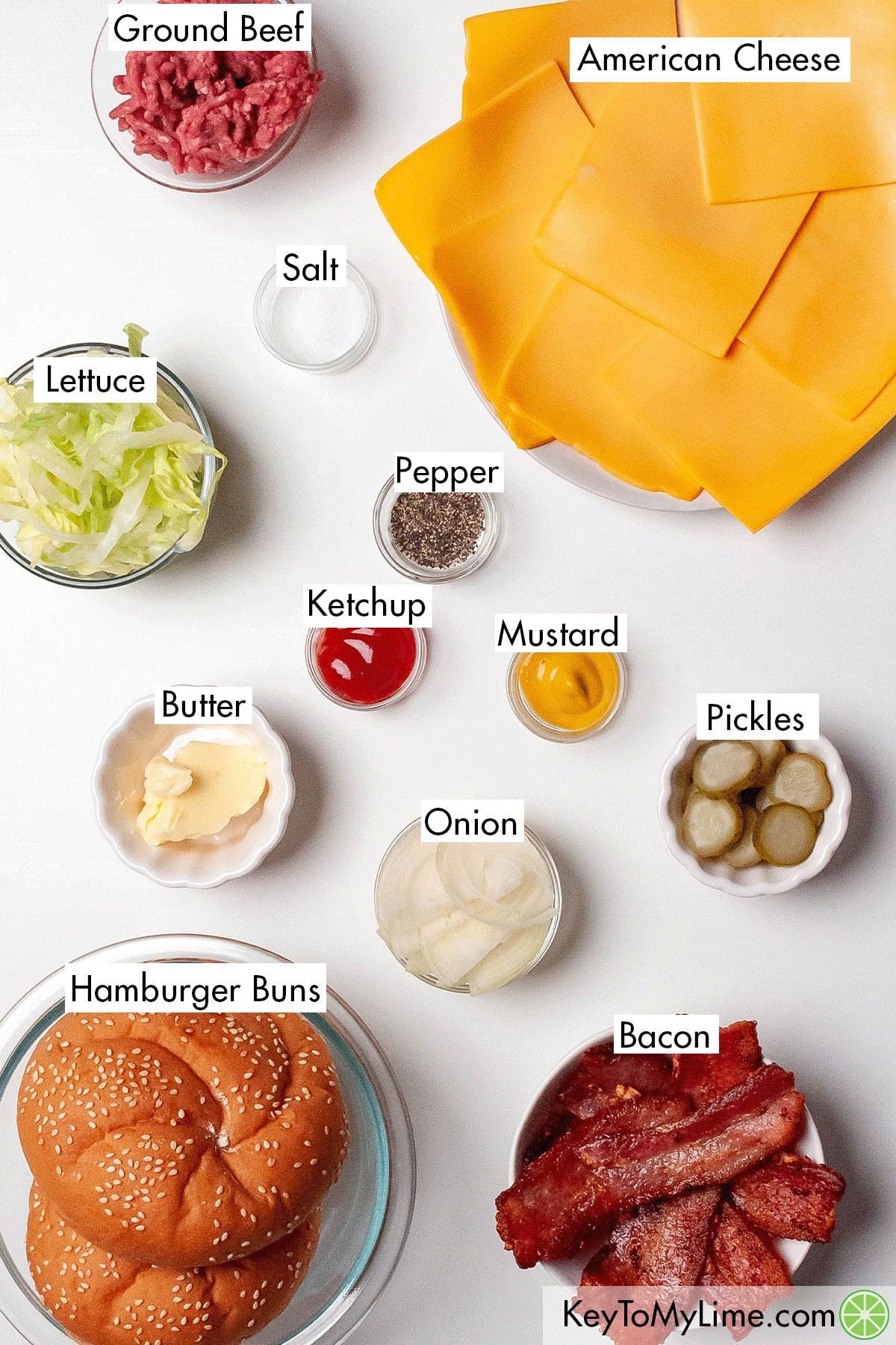 The labeled ingredients for a Travis Scott burger.