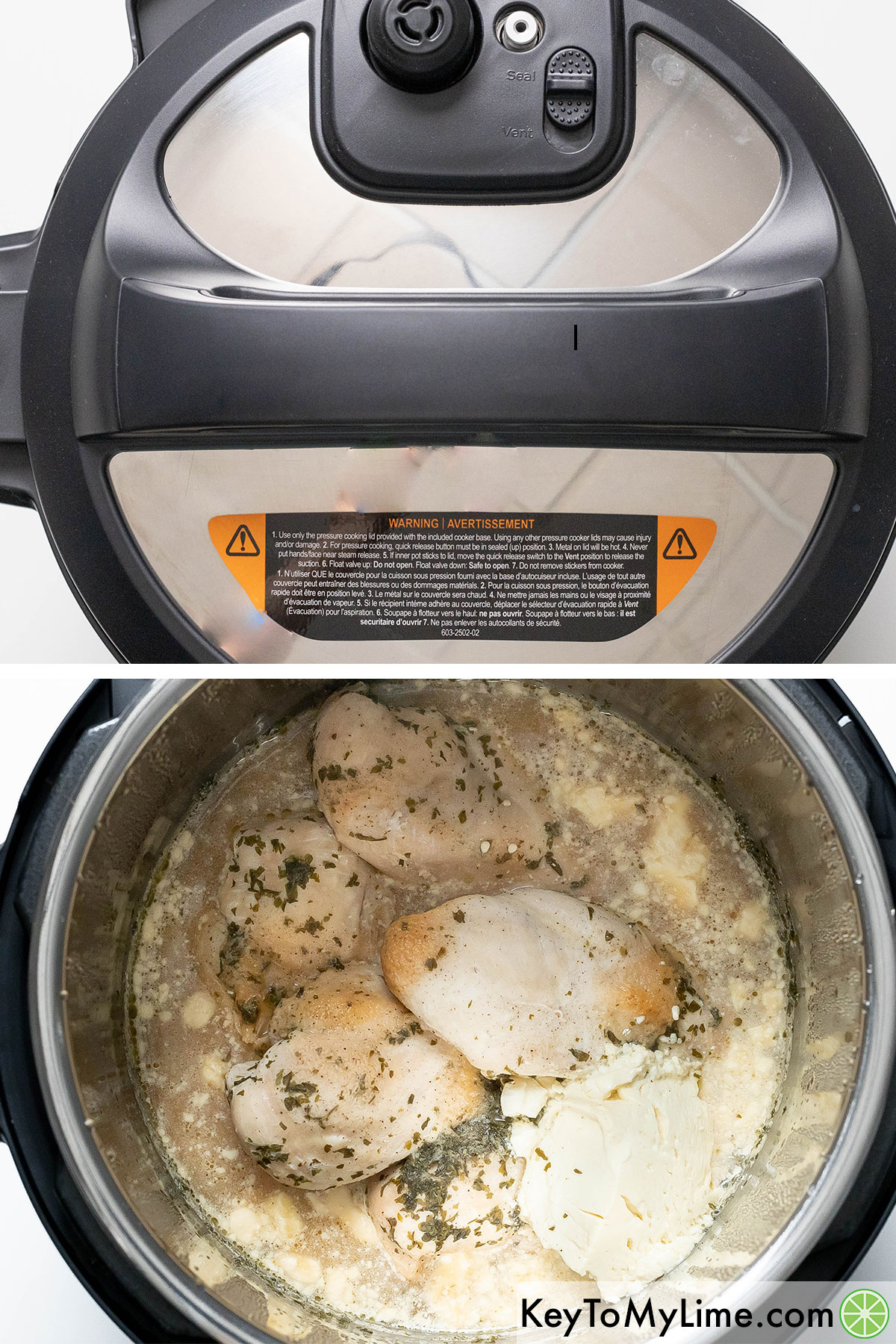 Put the lid on the Instant Pot and cook until the chicken is cooked through.