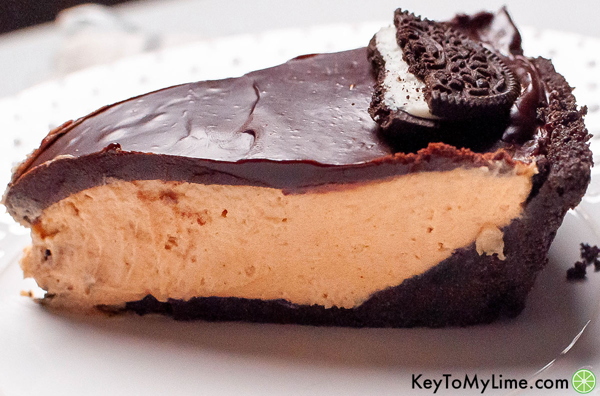 A side shot image showing the inside texture of the peanut butter pie.