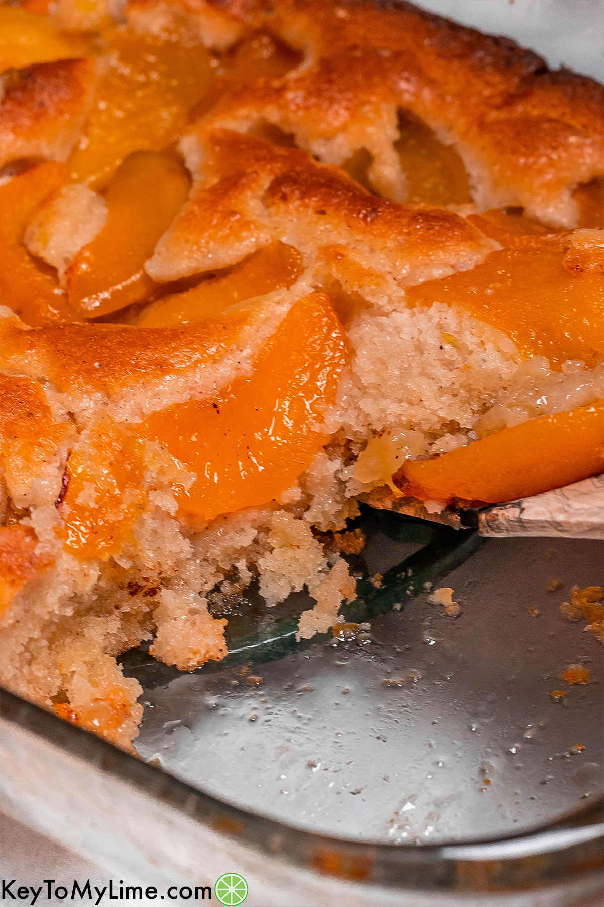 A close up shot showing the inside texture of the cobbler.