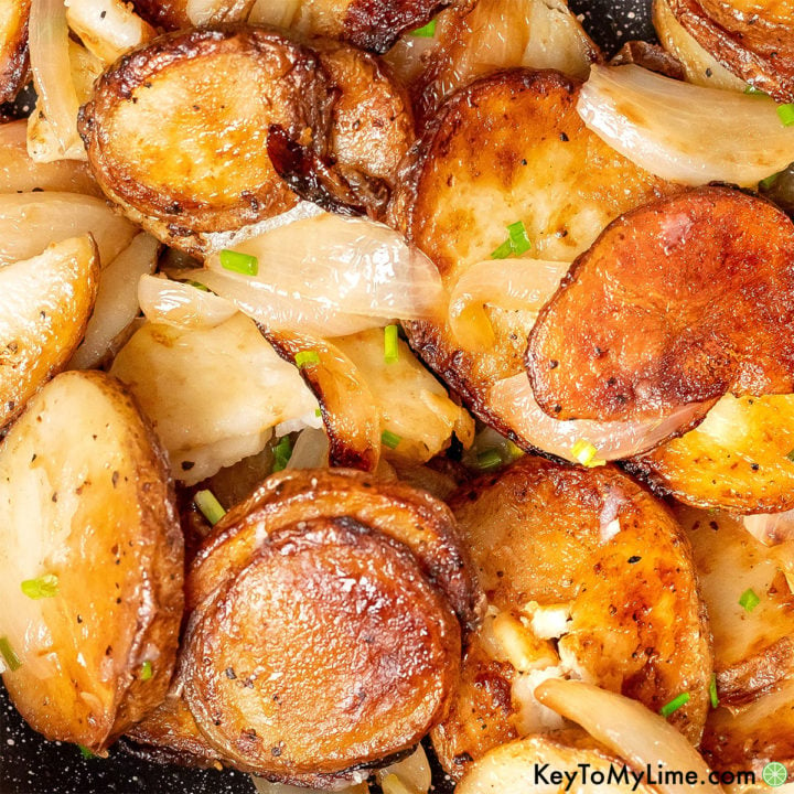 The best fried potatoes and onions recipe.