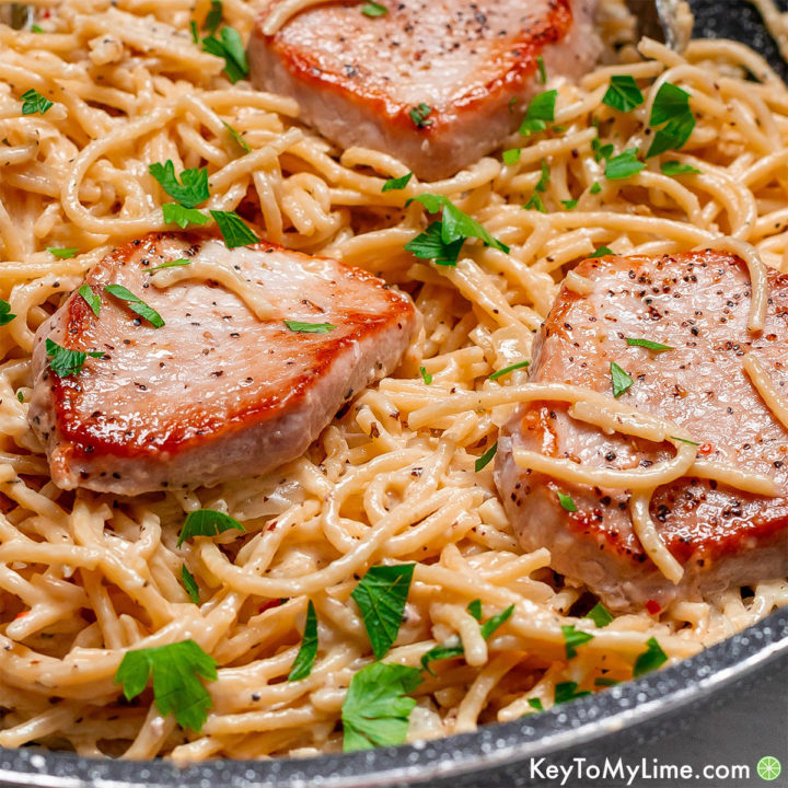 The best pork chop pasta recipe.