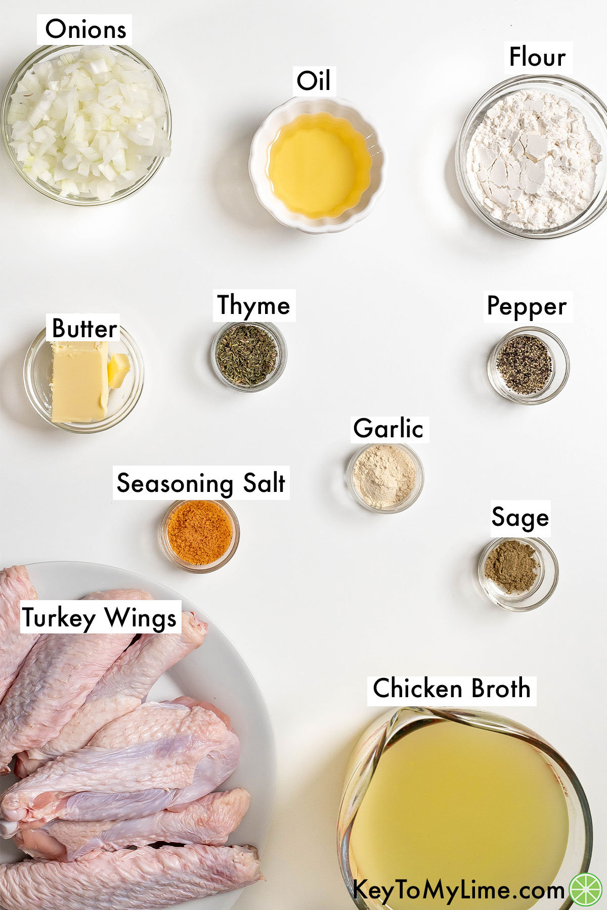 The labeled ingredients for crockpot turkey wings.