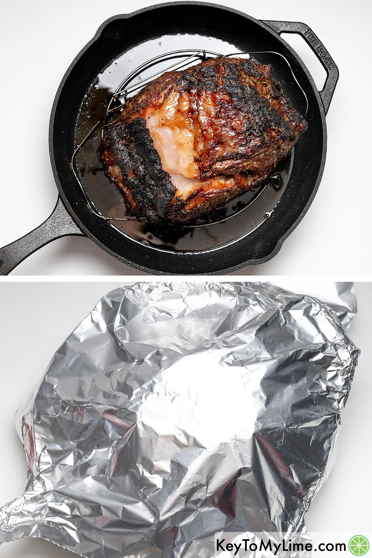 Removing the roast from the oven, and then covering with aluminum foil and resting for twenty minutes.