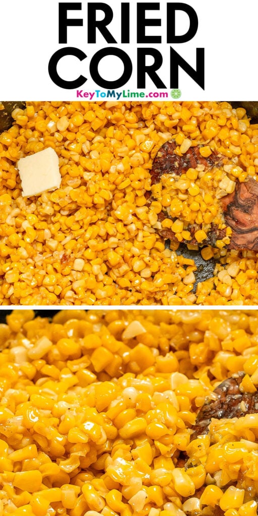 A Pinterest pin image with a picture of fried corn with title text at the top.