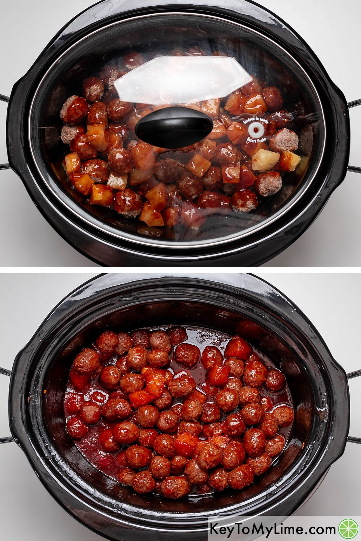 Covering and cooking on high for three hours, and then mixing together.