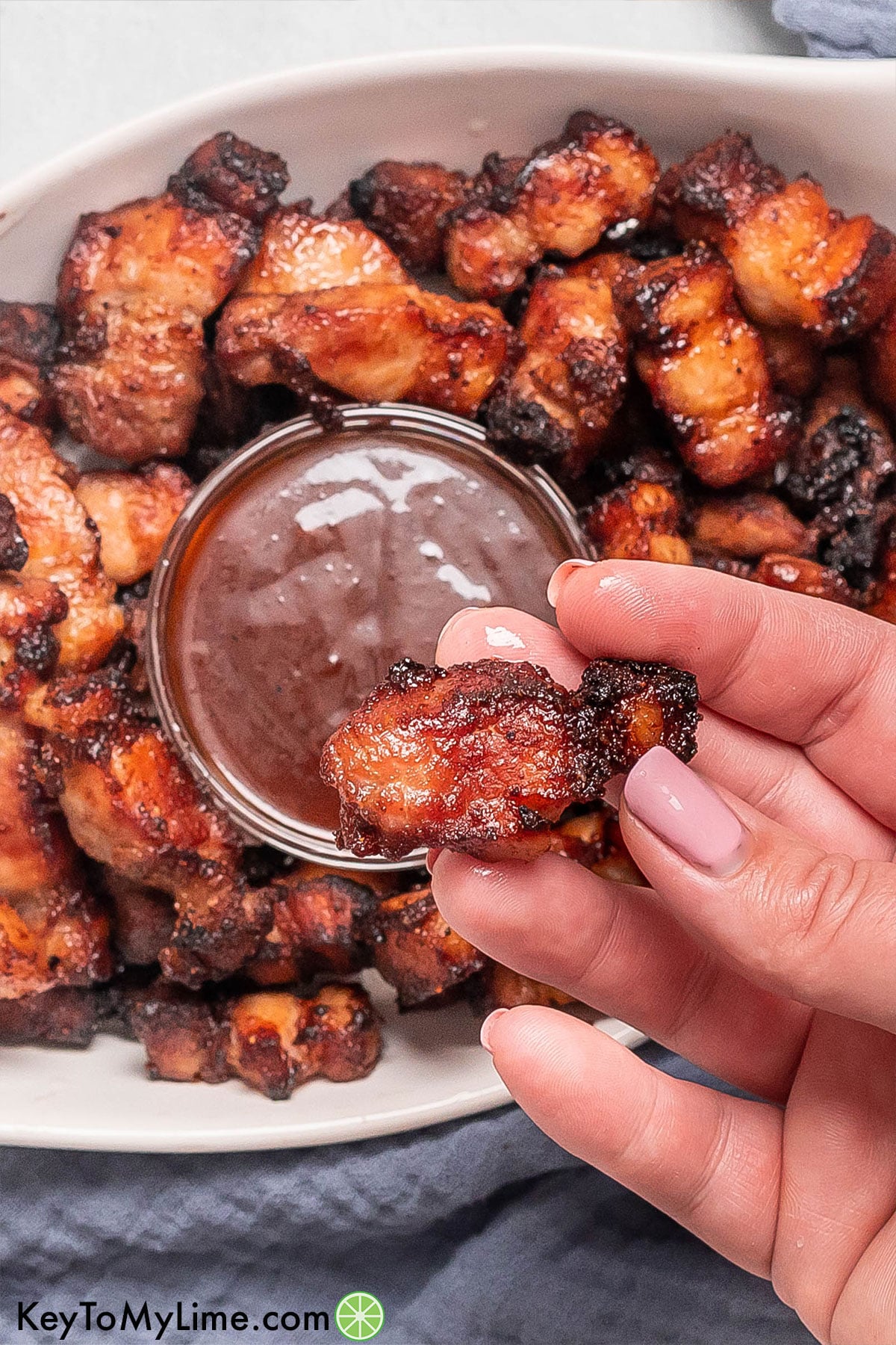 A close up showing the texture of the pork belly.