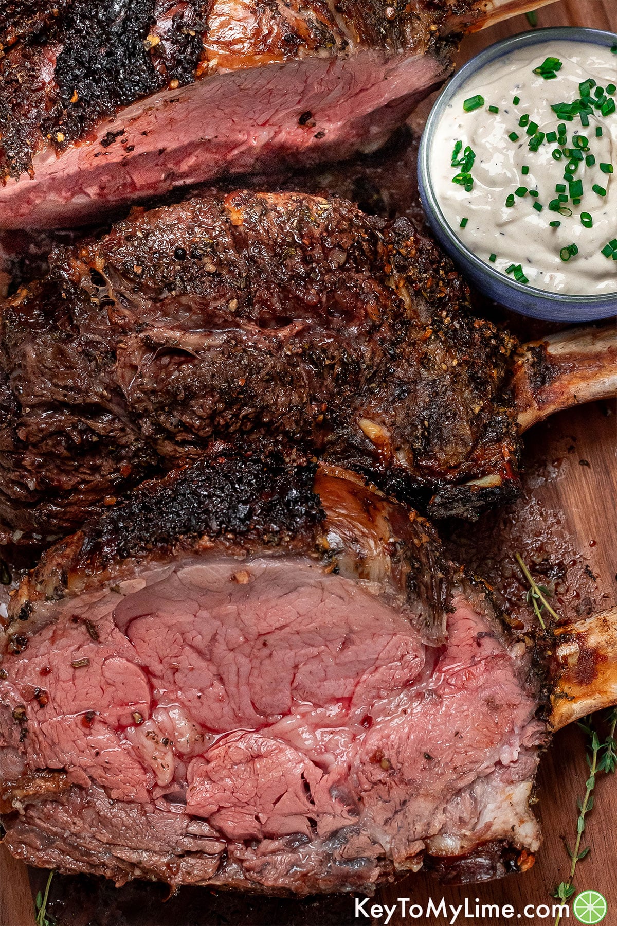 A close up image showing the caramelized crust on the roast.