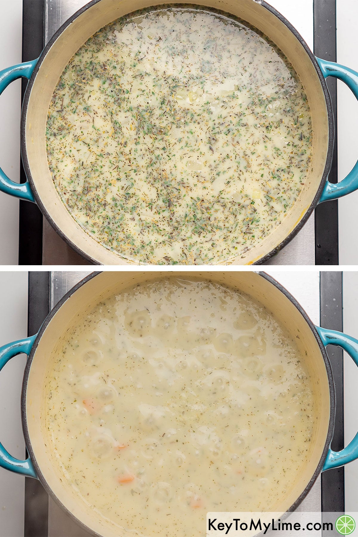 Mix in seasonings, and then bring to a boil.
