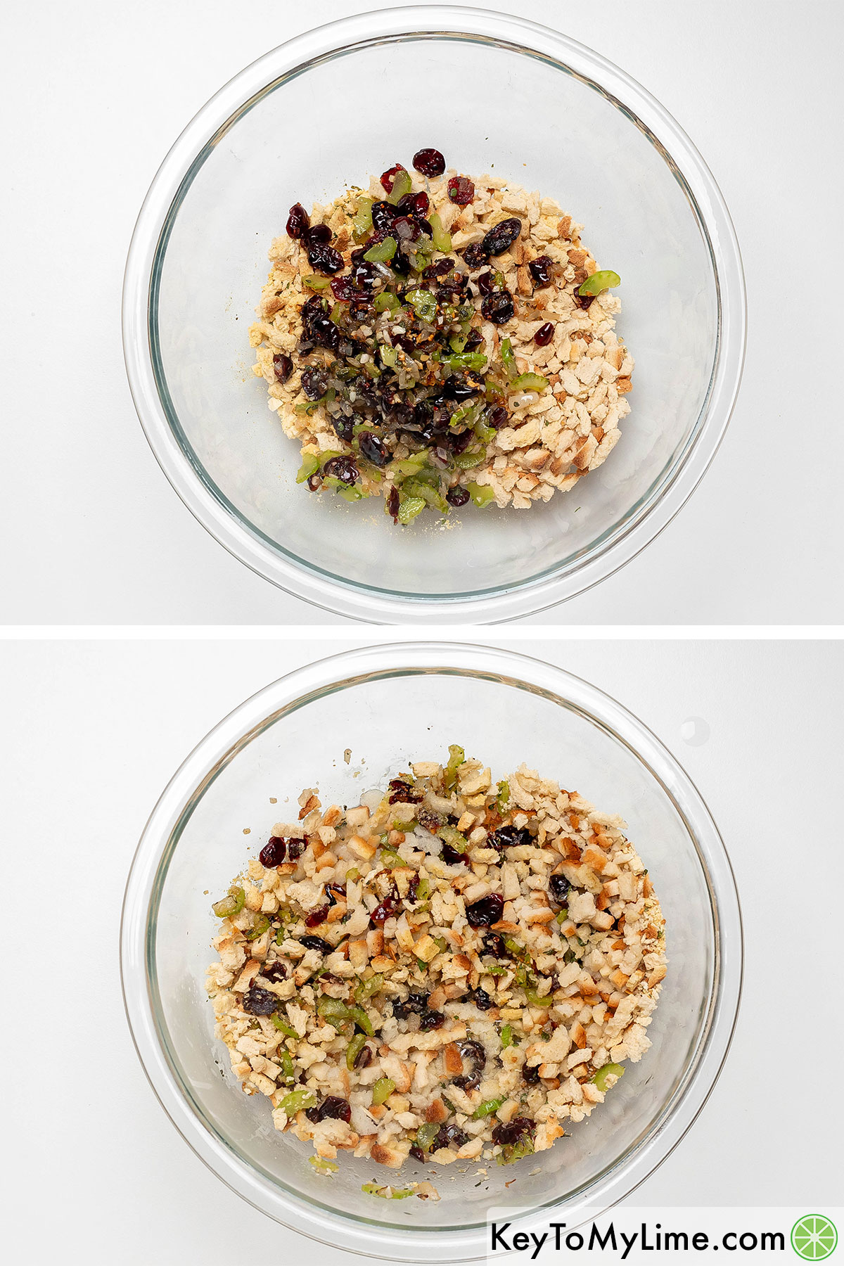 Mixing sauteed vegetables with stove top stuffing, and then mixing in boiling water.